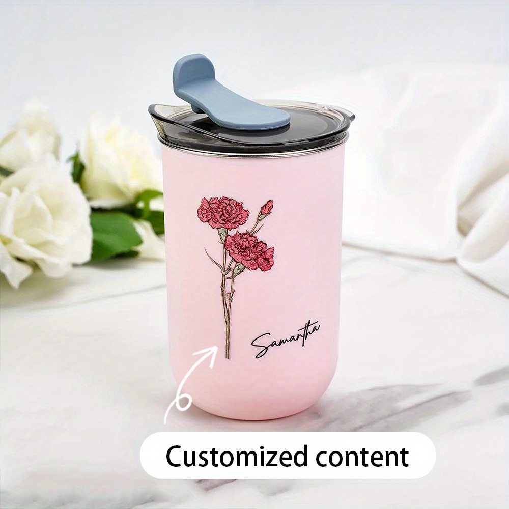 Coffee Equipment For Camping - Personalisierter Geburtsblumen-Kaffeebecher, Reisebecher aus Edelstahl mit