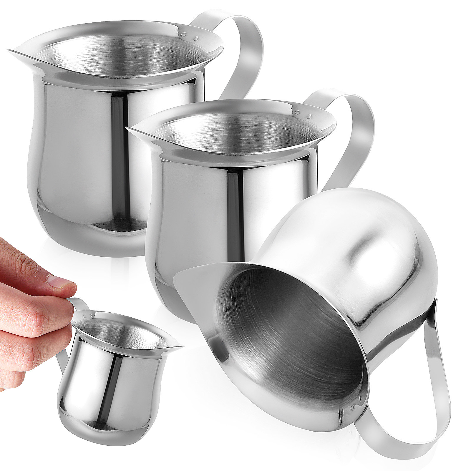 Milk Steaming Pitcher - 3-teiliger Milchaufschäumer aus Edelstahl, 90 ml,
