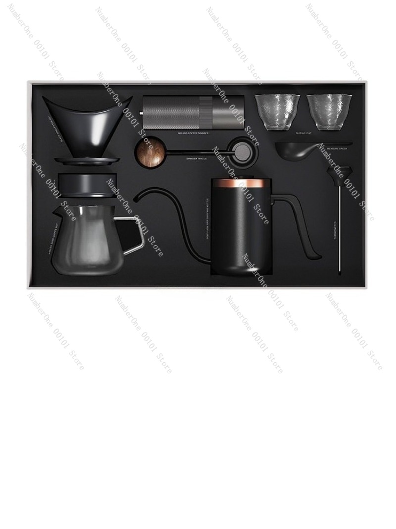 Coffee Equipment Pour Over - Manuelles Kaffeezubereitungs-Set Geschenkbox mit Mühle, Filter,